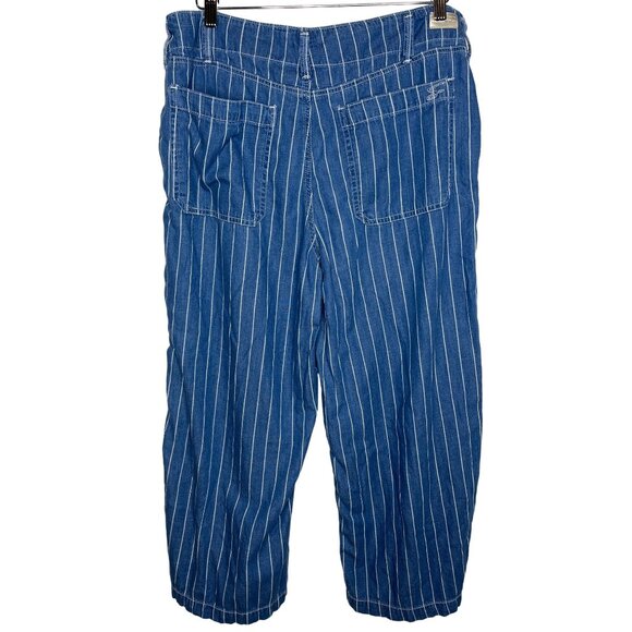 Seven7 Wide Leg Chambray Stripe Jeans Women’s Size 12 High Rise Casual - Picture 2 of 8